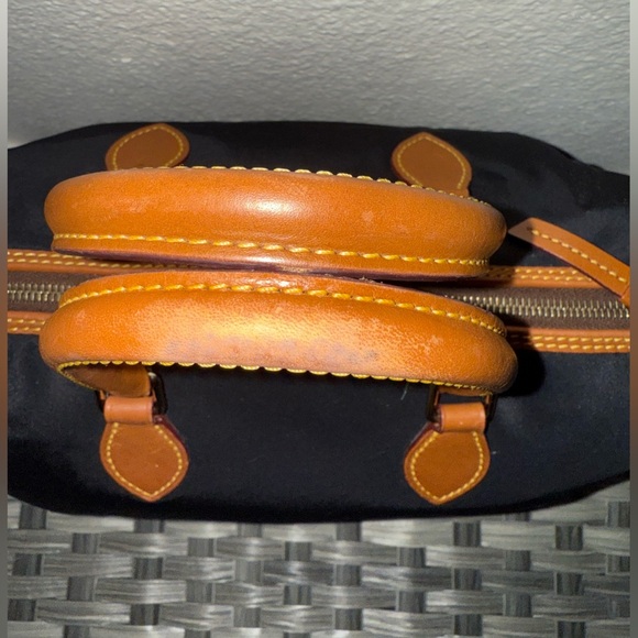 Dooney & Bourke Black Satchel with Tan Trim and Bright Pink Interior - Picture 11 of 14